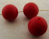 RED MATTE 22MM SMOOTH ROUND BEADS - Lot of 12
