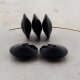 BLACK 15X6MM ROUND WAFER DISC BEADS - Lot of 12