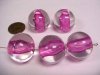 CRYSTAL FUCHSIA LINED 20MM LARGE HOLE ROUND BEADS - Lot of 12