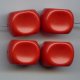 RED 22X16MM RECTANGLE DIMPLE BEADS - Lot of 12