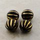BLACK GOLD HIGHLIGHTED 10MM ROUND MELON FLUTED BEADS - Lot of 12