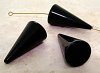 BLACK 30X15X3MM SMOOTH TRIANGLE BEADS - Lot of 12