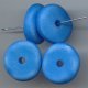 BLUE MATTE WASH 7X24MM WAVY SPACER BEADS - Lot of 12