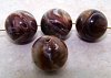 BROWN MARBLE 15MM ROUND SMOOTH BEADS - Lot of 12