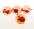 16MM COPPER COATED ROUND FACETED BEADS - Lot of 12