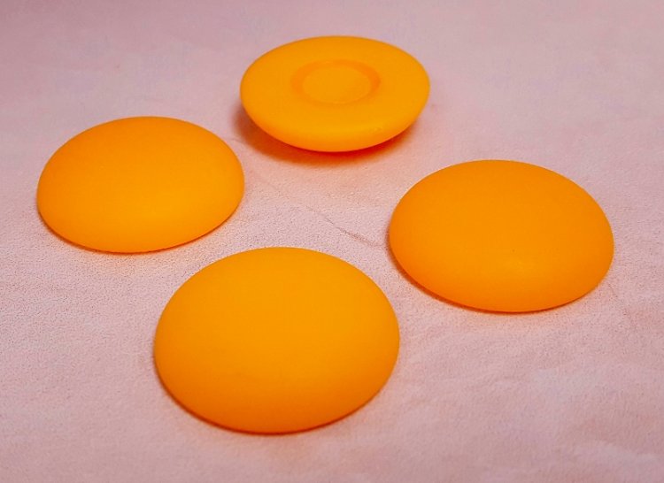 ORANGE MATTE - 28mm. ROUND SMOOTH DOMED CABOCHONS - Lots of 12 - Click Image to Close