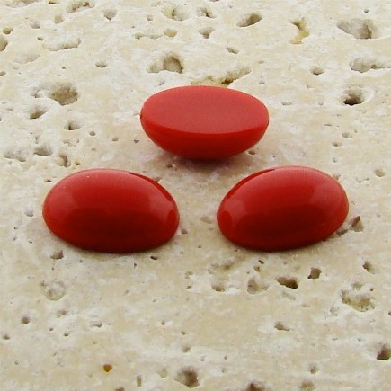 Red Opaque - 10x8mm. Oval Domed Cabochons - Lots of 144 - Click Image to Close
